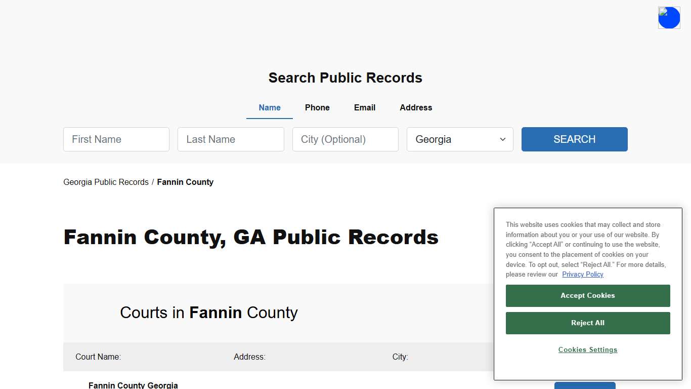 Fannin County, GA Public Court, Arrest and Inmate Records - ThePublicIndex
